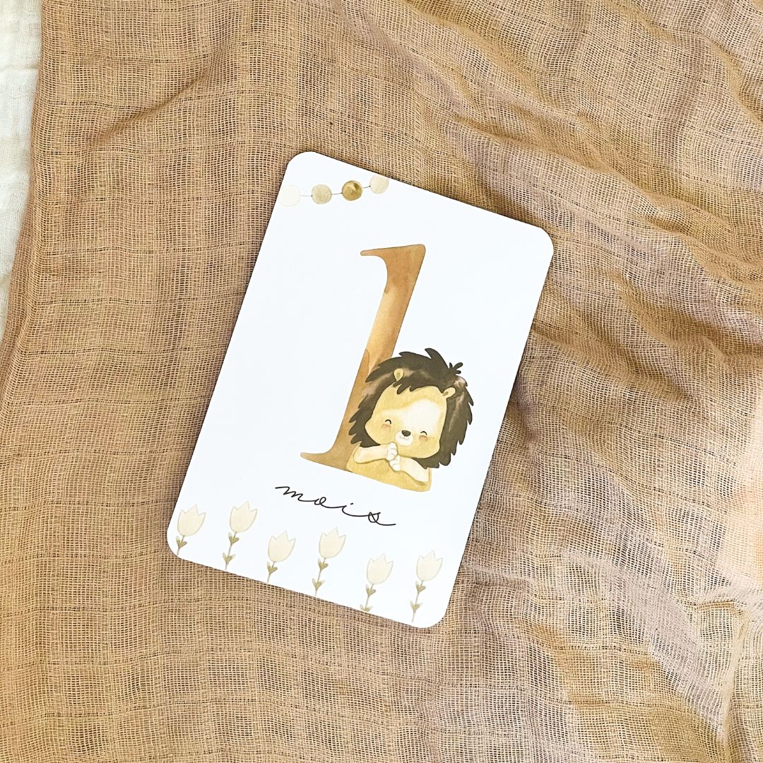 Baby milestone cards - First year - Tiger and Lion