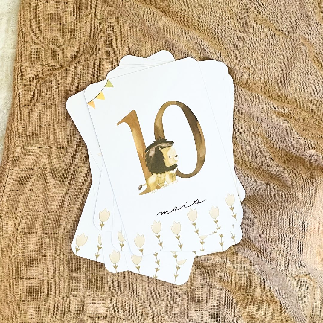Baby milestone cards - First year - Tiger and Lion
