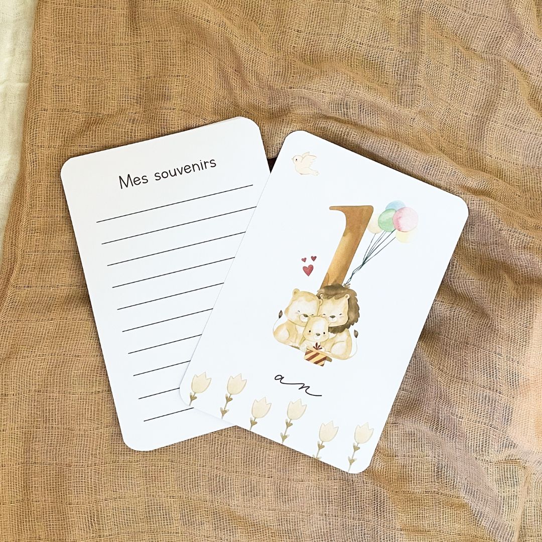 Baby milestone cards - First year - Tiger and Lion