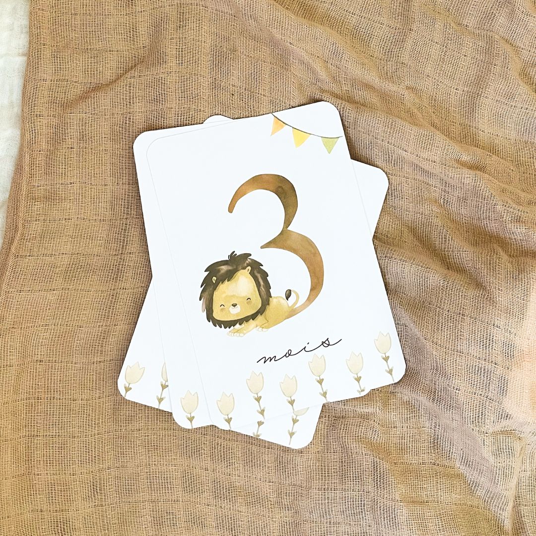 Baby milestone cards - First year - Tiger and Lion