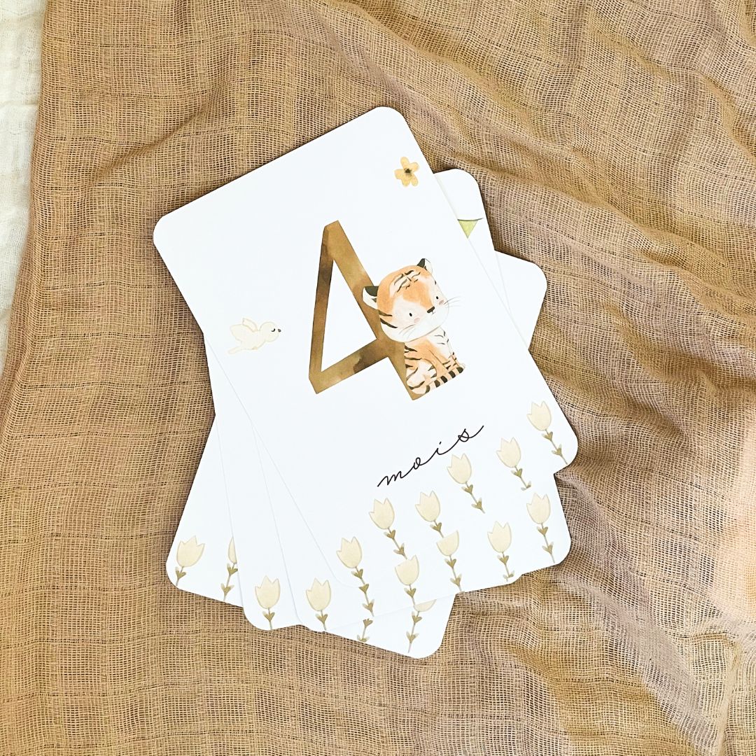Baby milestone cards - First year - Tiger and Lion