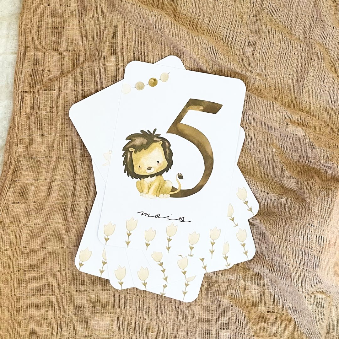 Baby milestone cards - First year - Tiger and Lion