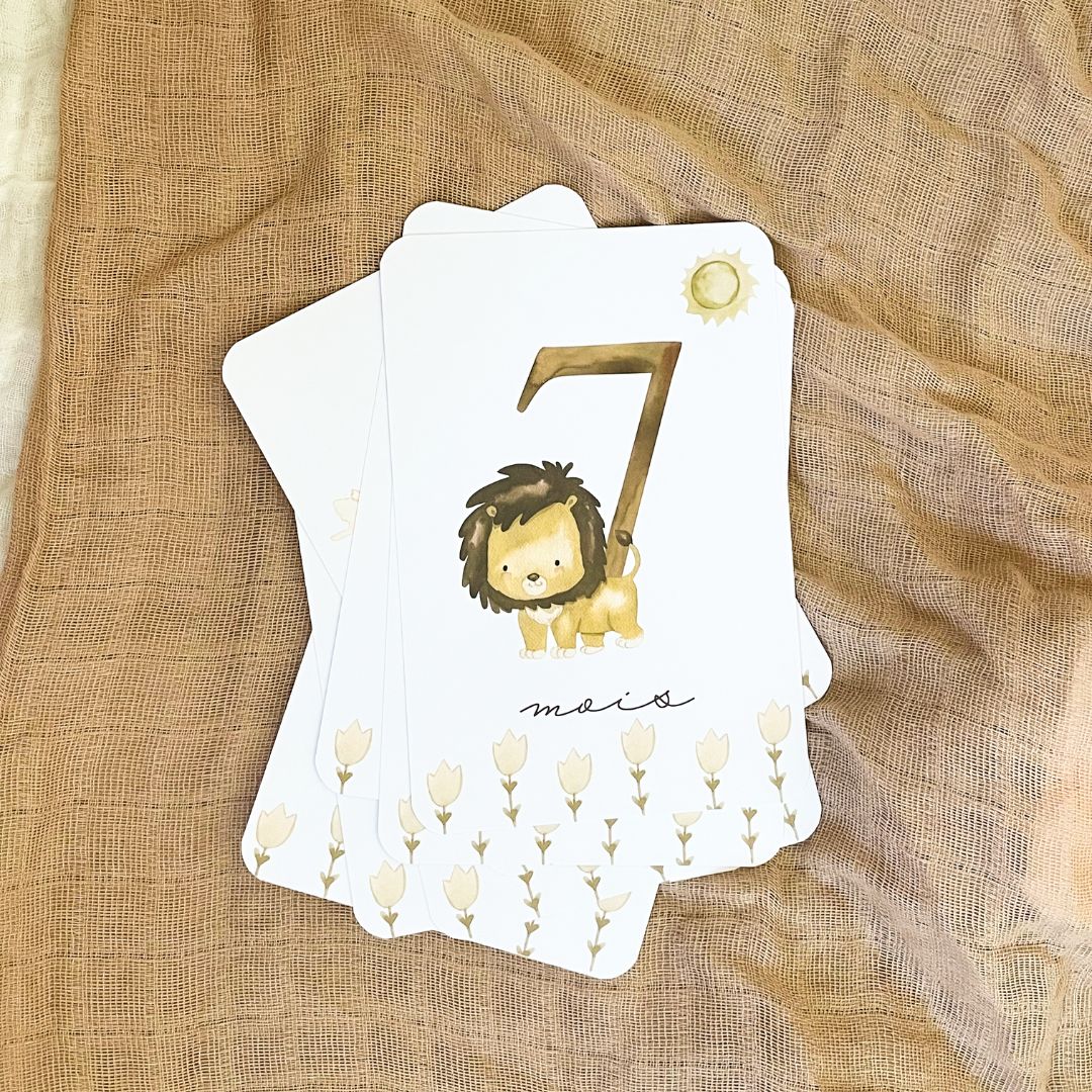 Baby milestone cards - First year - Tiger and Lion