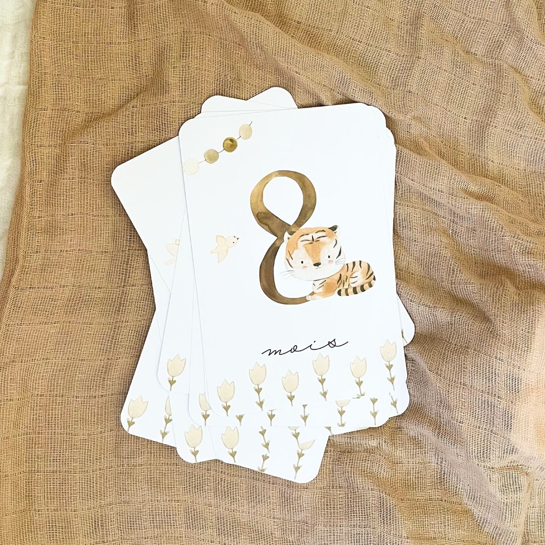 Baby milestone cards - First year - Tiger and Lion
