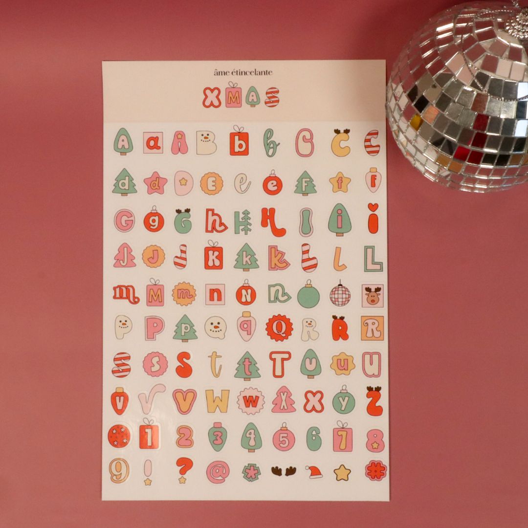 Planche de stickers - alphabet de Noel