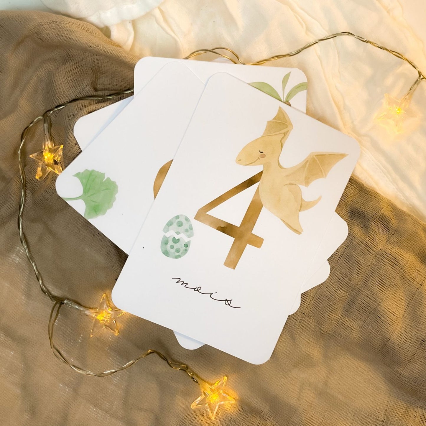 Baby milestone cards - First year - Dinosaur