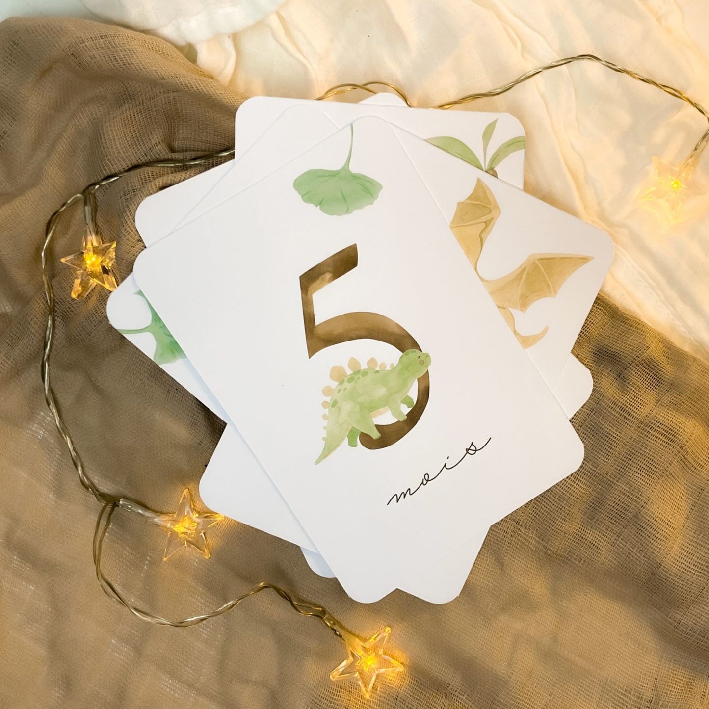 Baby milestone cards - First year - Dinosaur