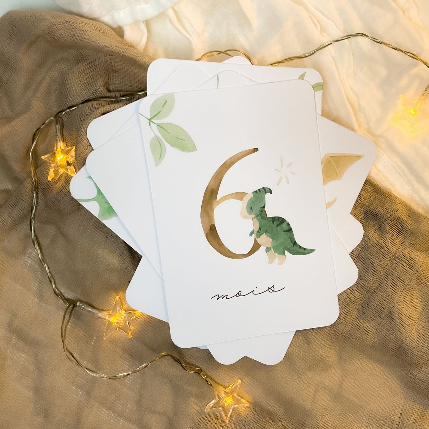 Baby milestone cards - First year - Dinosaur