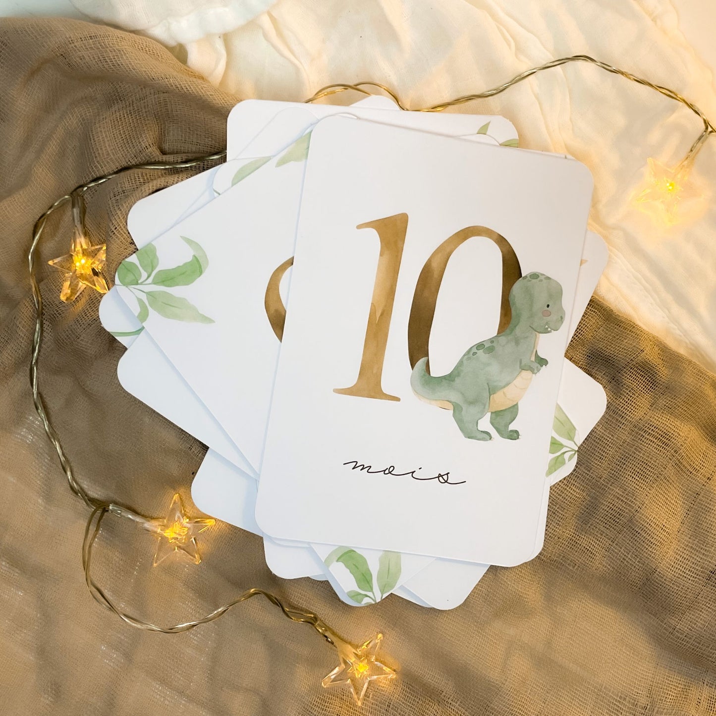 Baby milestone cards - First year - Dinosaur