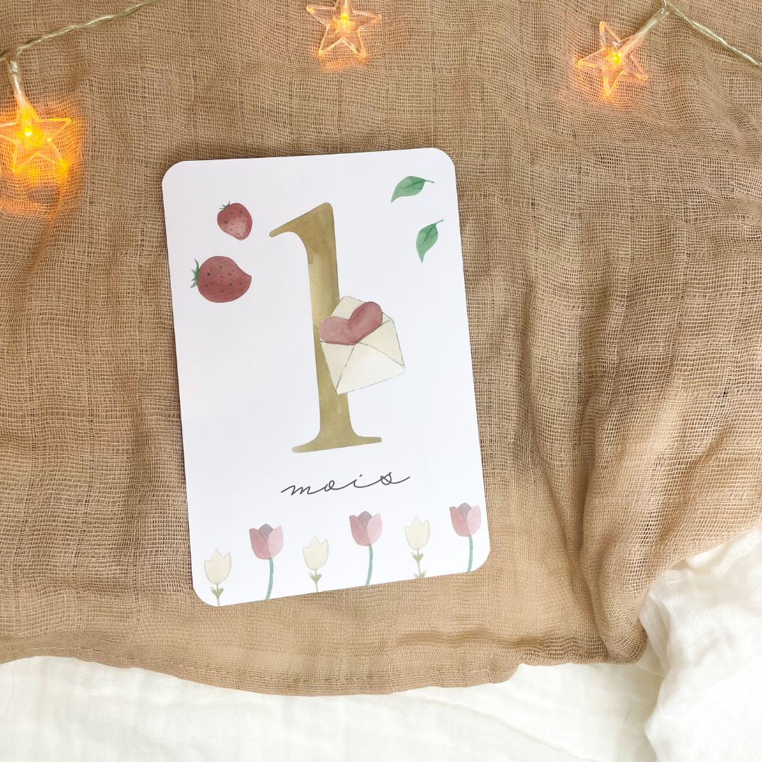 Baby milestone cards - First year - Coquette Rabbit