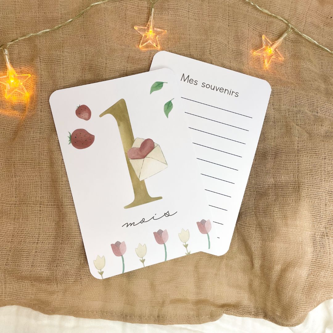 Baby milestone cards - First year - Coquette Rabbit