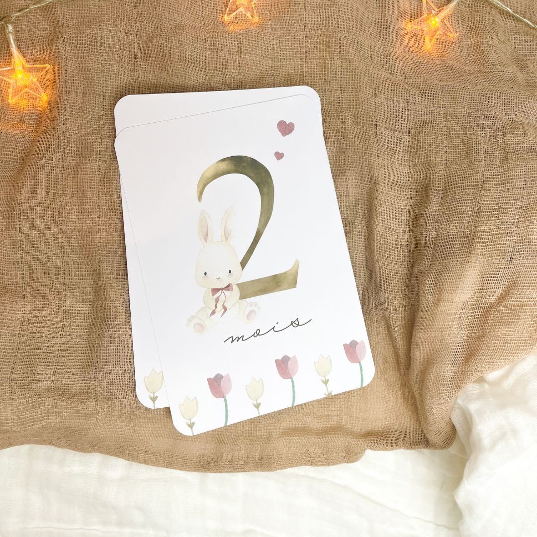 Baby milestone cards - First year - Coquette Rabbit