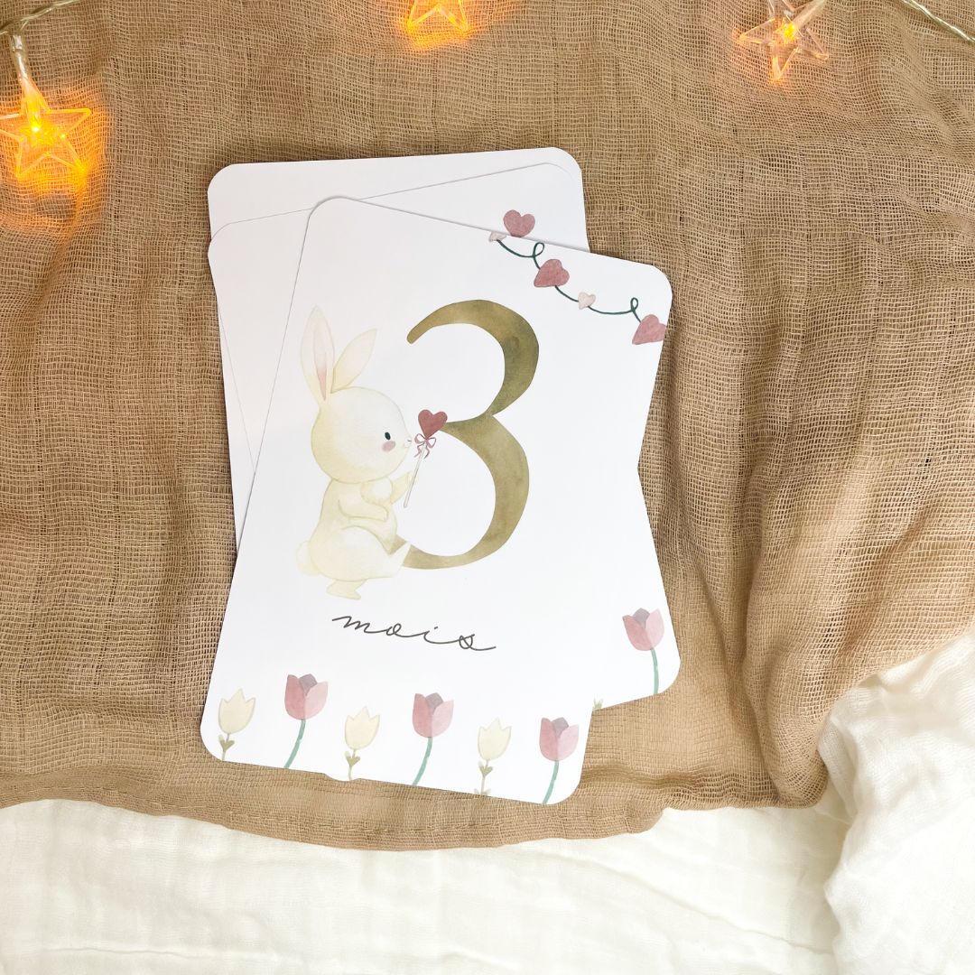 Baby milestone cards - First year - Coquette Rabbit