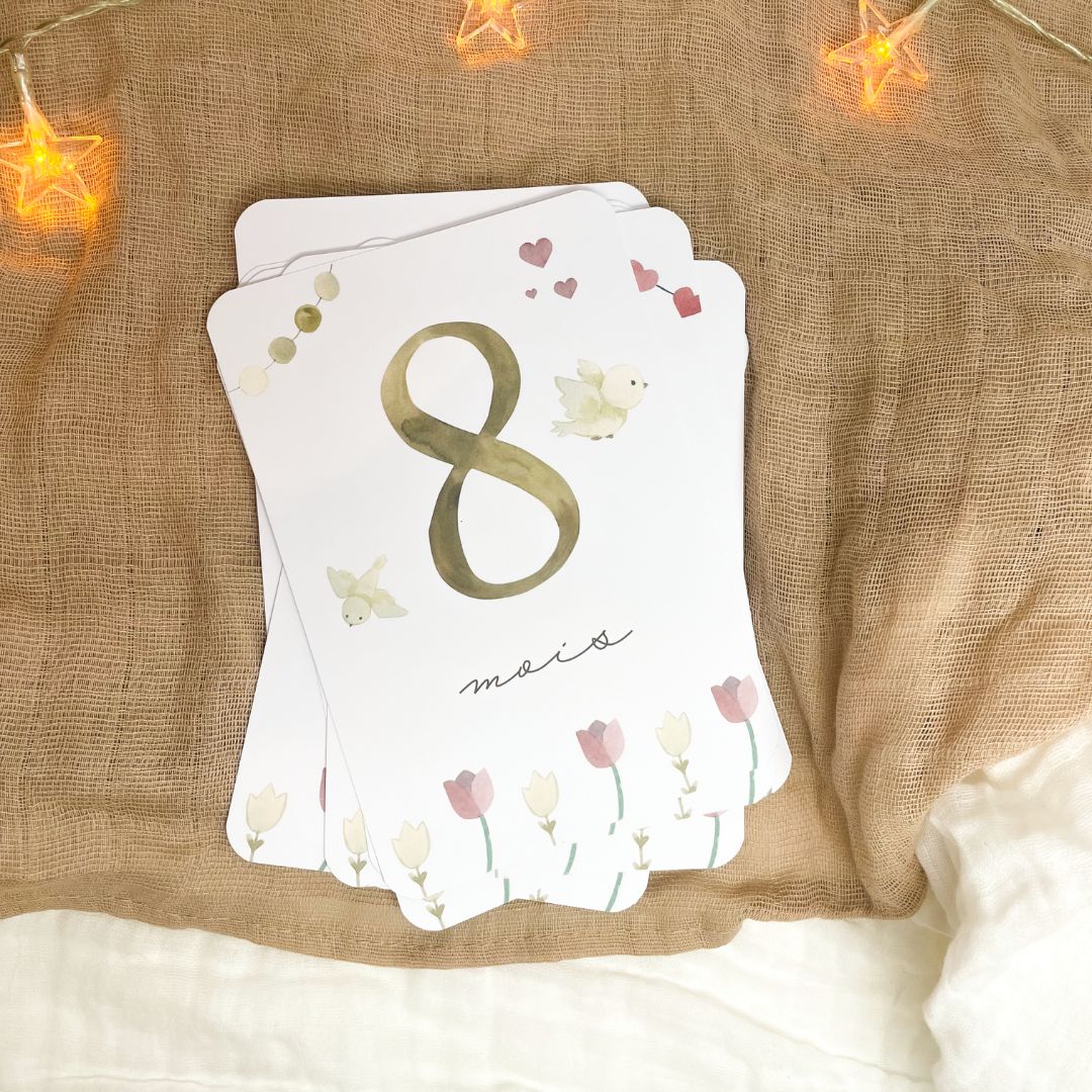 Baby milestone cards - First year - Coquette Rabbit