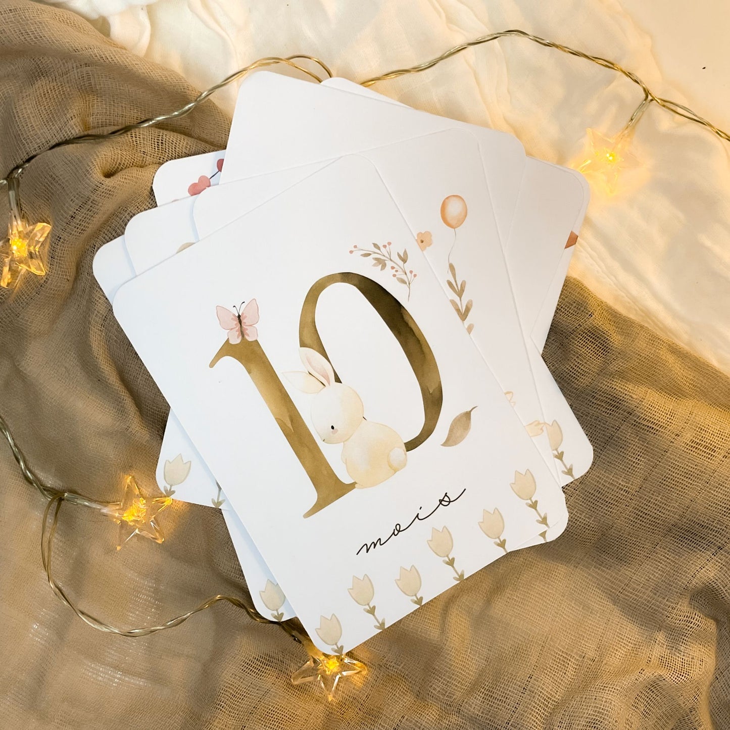 Baby Milestone Cards - First Year - Pink Rabbit