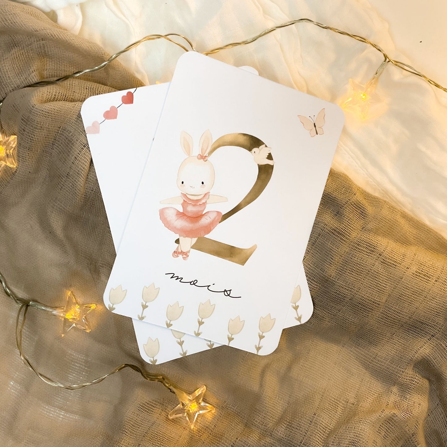 Baby Milestone Cards - First Year - Pink Rabbit