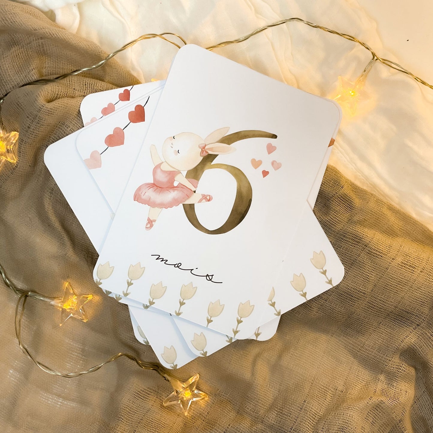 Baby Milestone Cards - First Year - Pink Rabbit