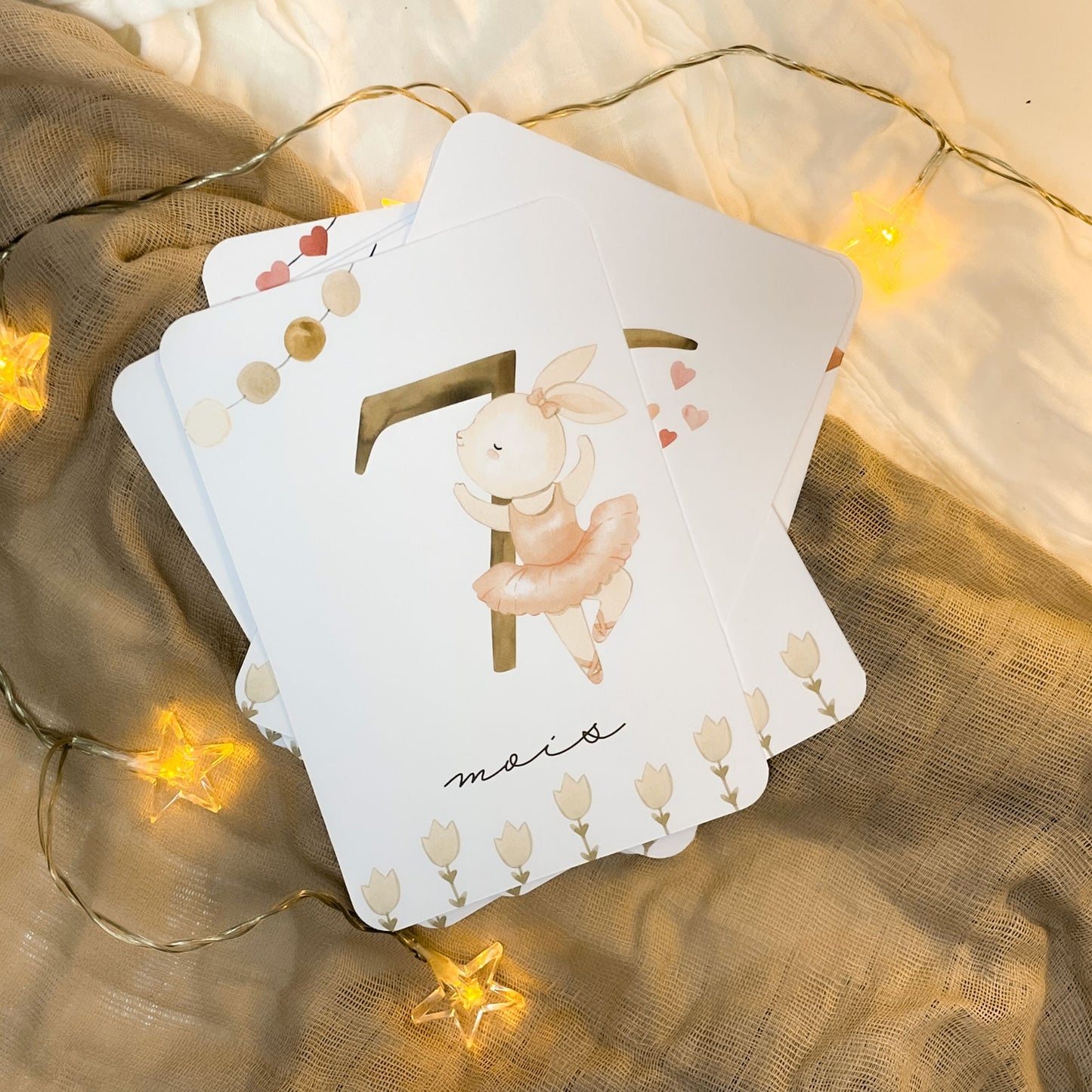 Baby Milestone Cards - First Year - Pink Rabbit