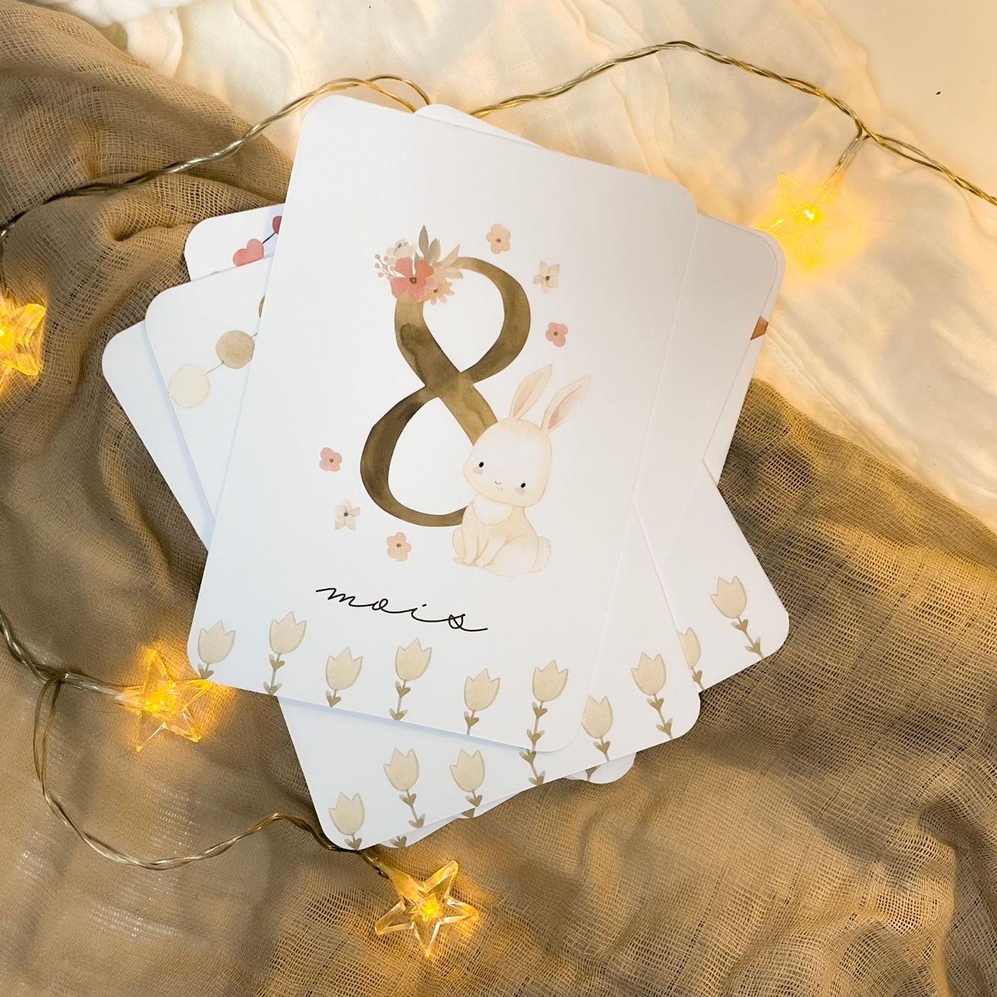 Baby Milestone Cards - First Year - Pink Rabbit