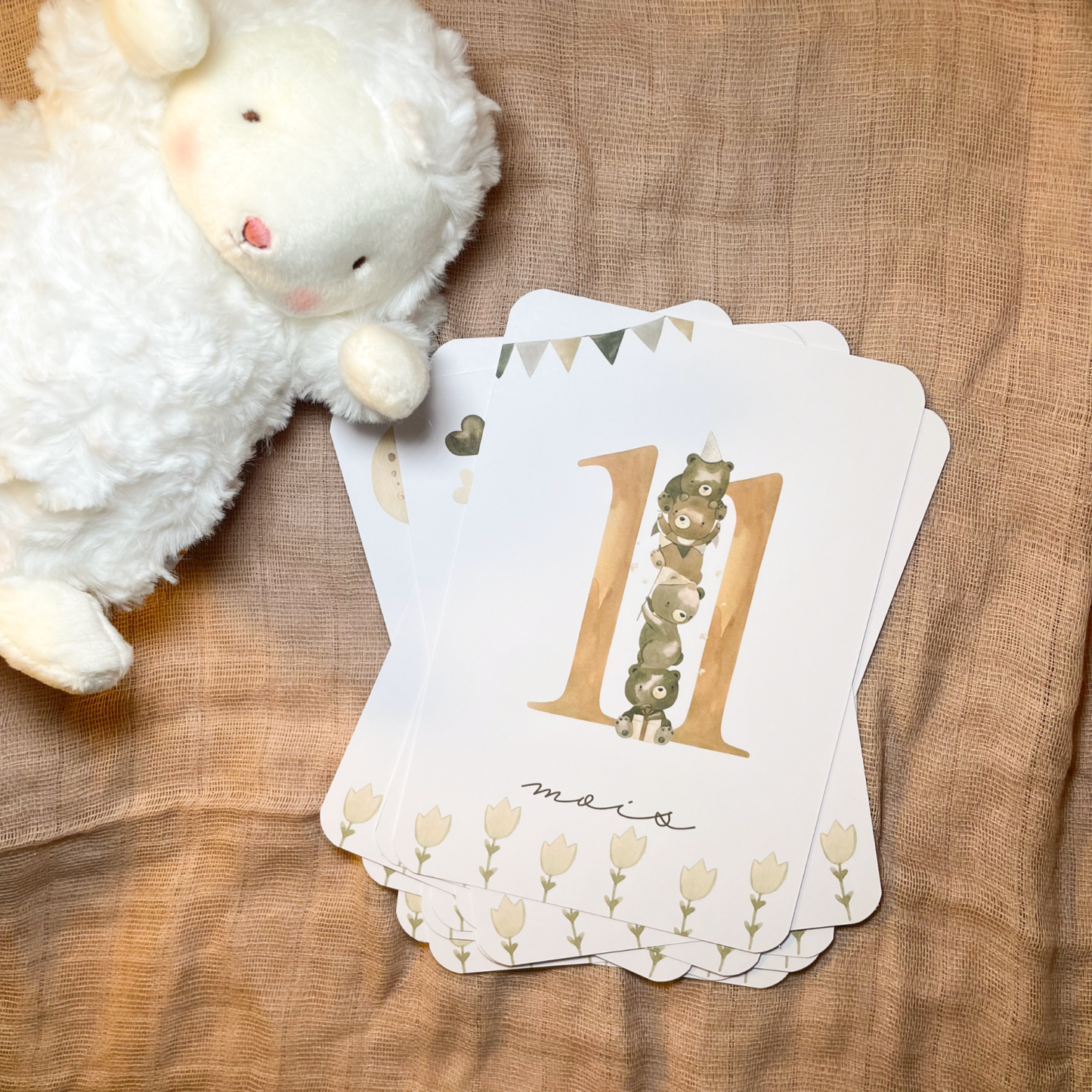 Baby milestone cards - First year - Teddy bears