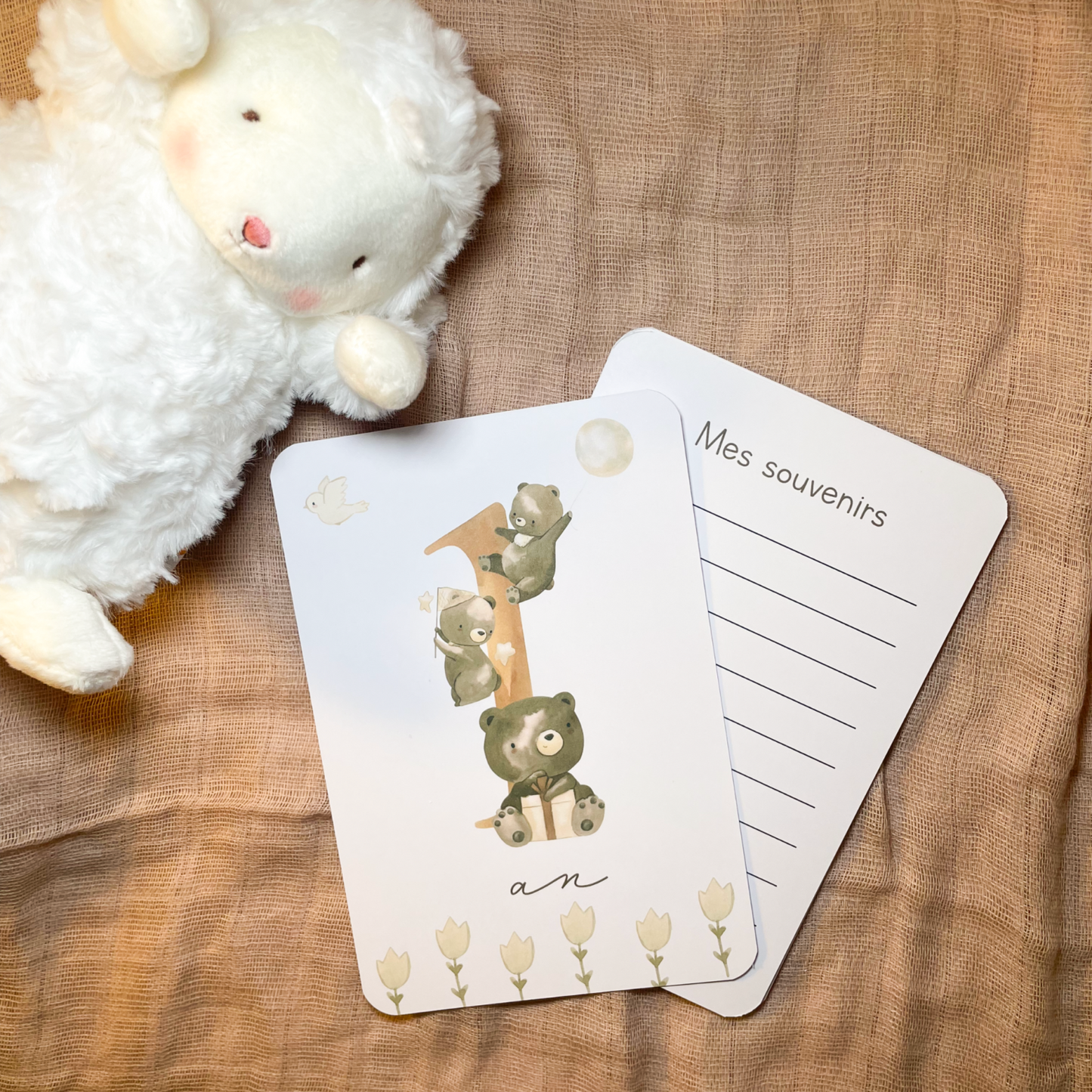 Baby milestone cards - First year - Teddy bears