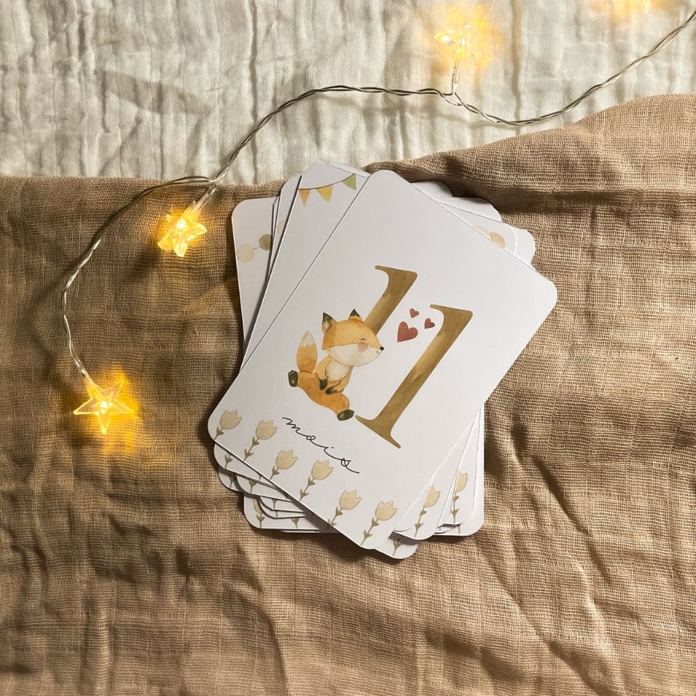 Baby milestone cards - First year - Fox