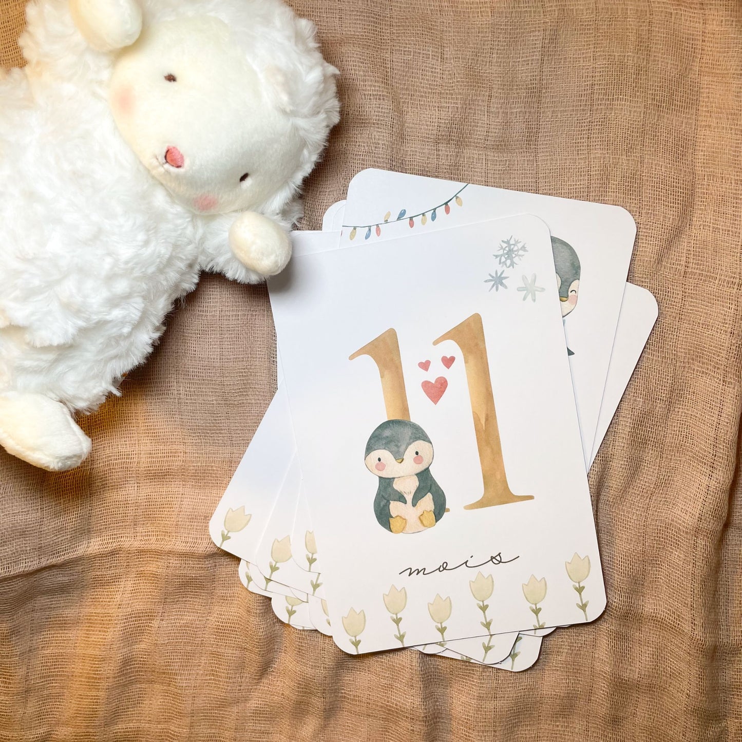 Baby Milestone Cards - First Year - Penguins