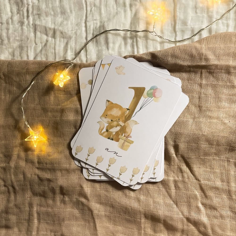 Baby milestone cards - First year - Fox