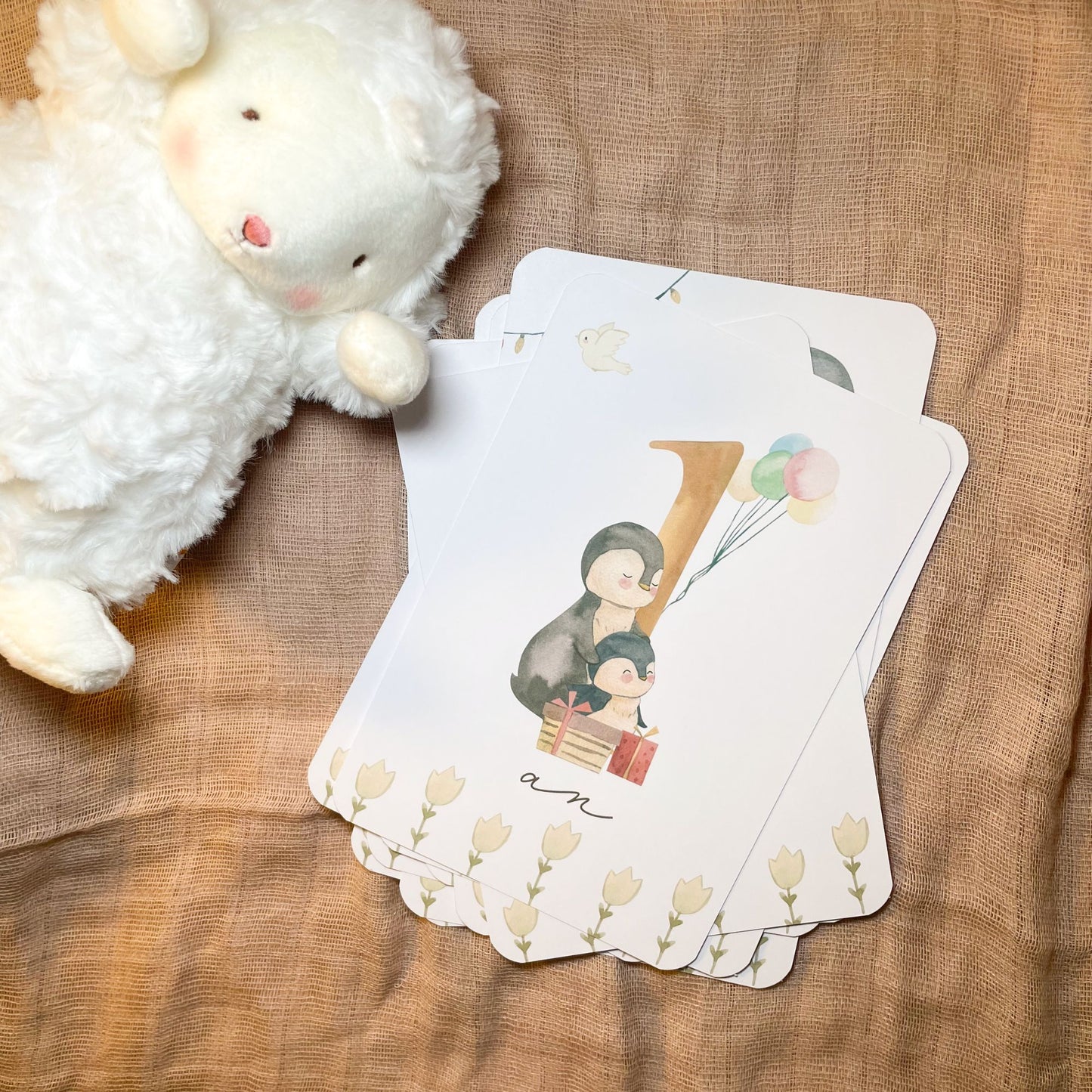 Baby Milestone Cards - First Year - Penguins