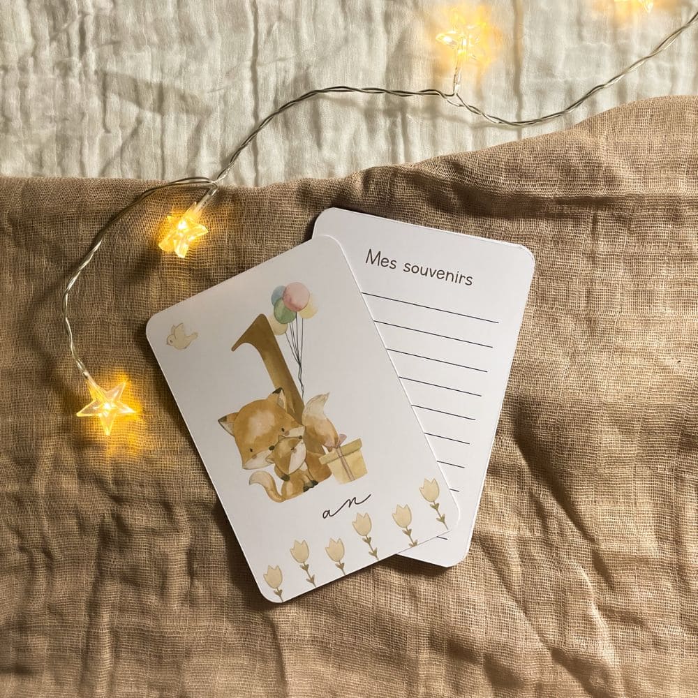 Baby milestone cards - First year - Fox