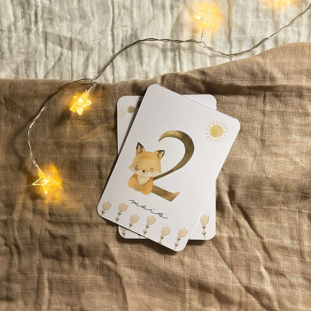 Baby milestone cards - First year - Fox