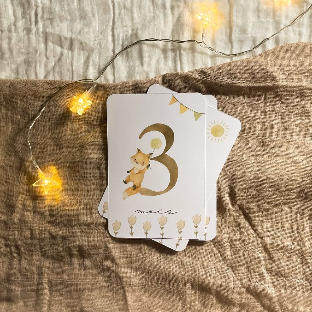 Baby milestone cards - First year - Fox