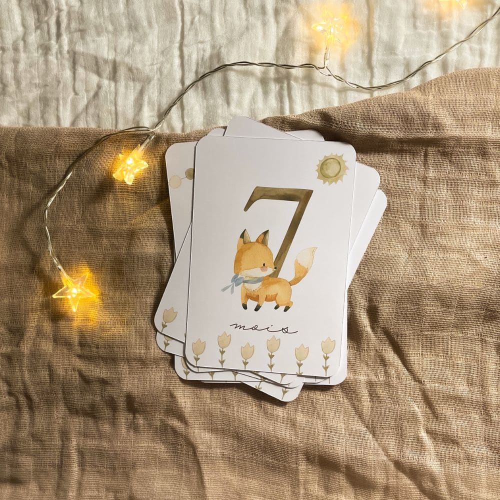 Baby milestone cards - First year - Fox