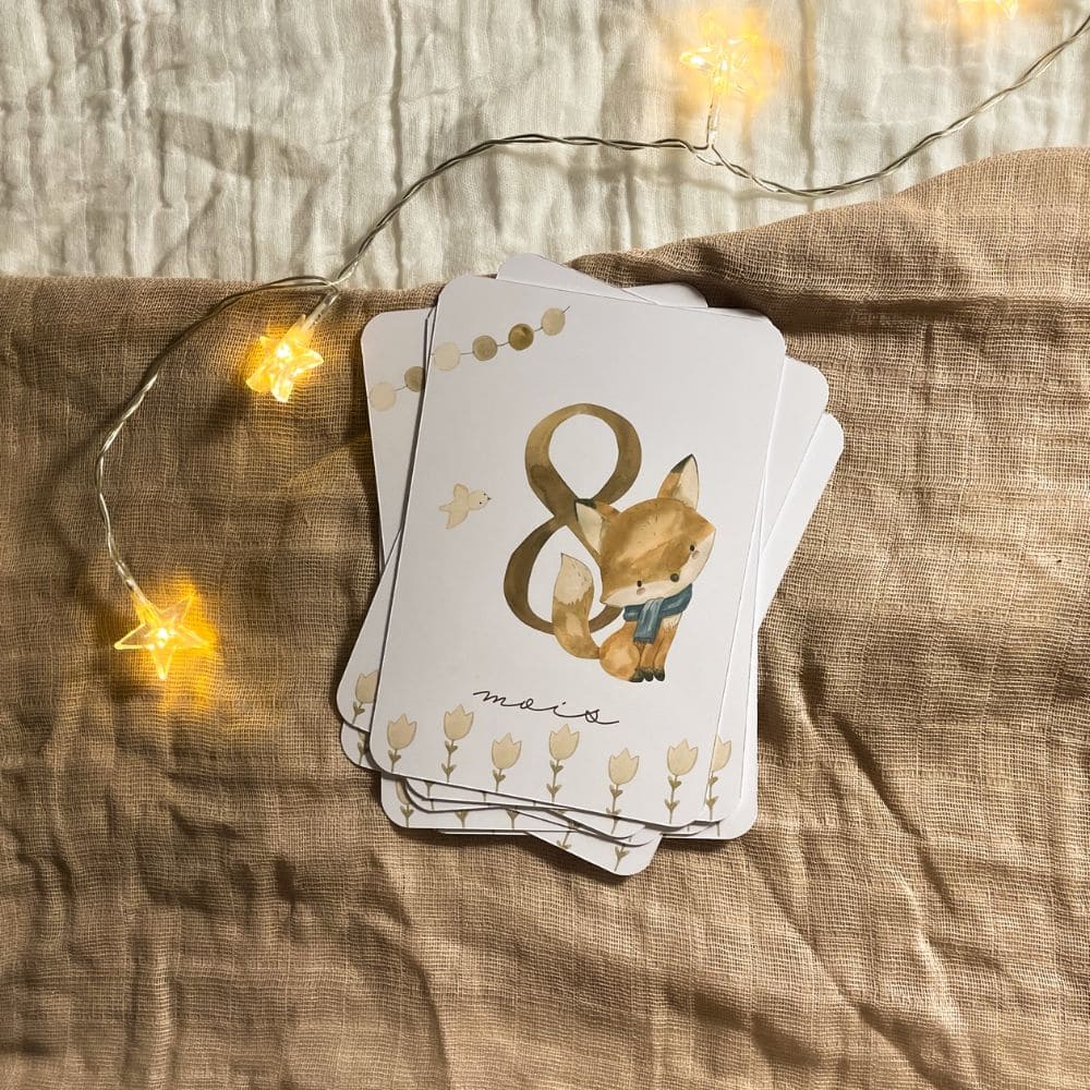 Baby milestone cards - First year - Fox