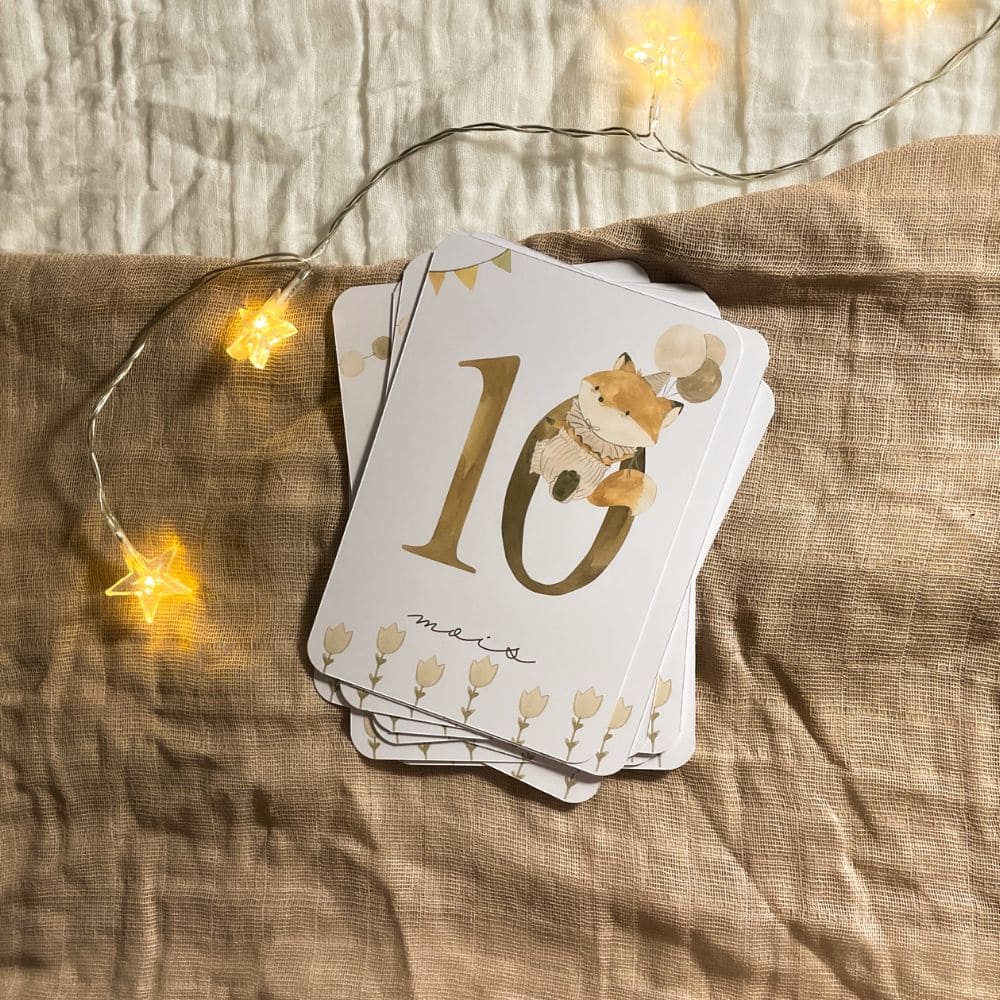 Baby milestone cards - First year - Fox
