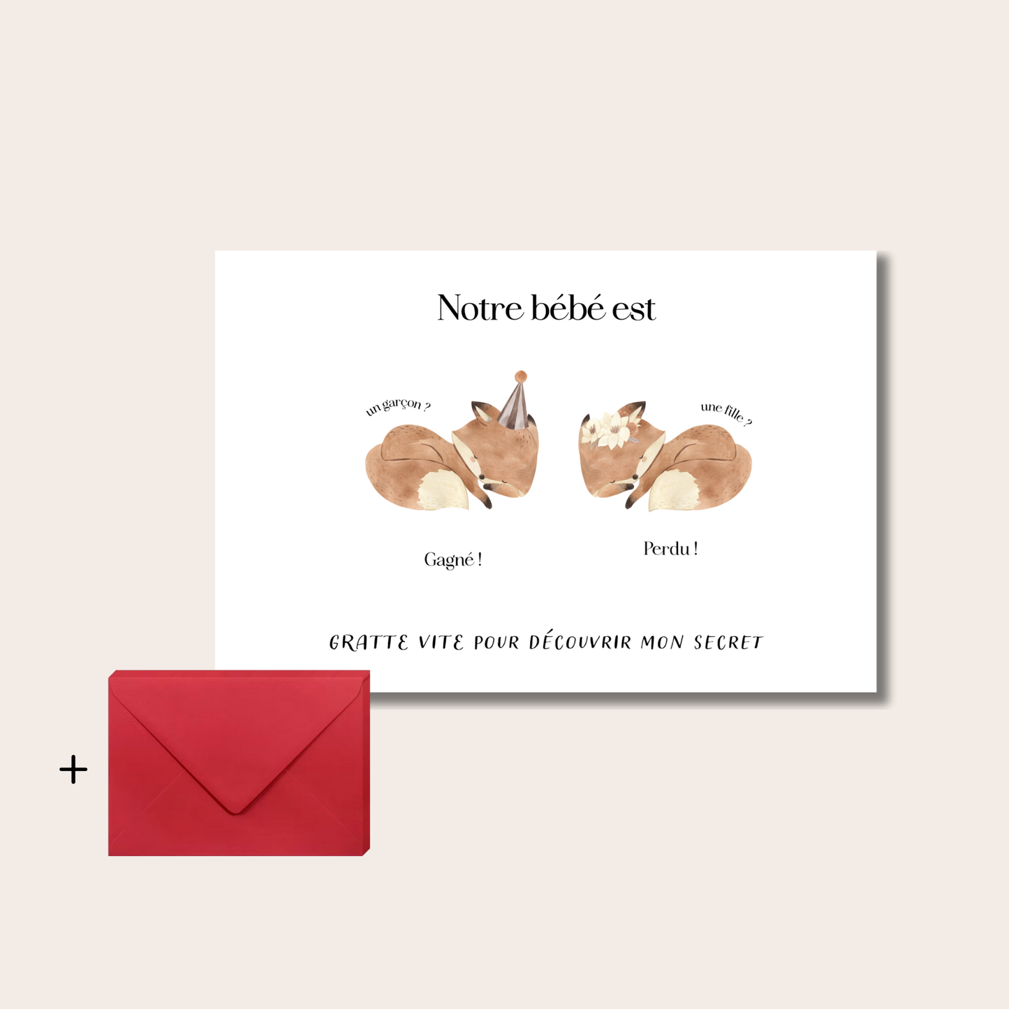 Gender reveal card - Bohemian fox