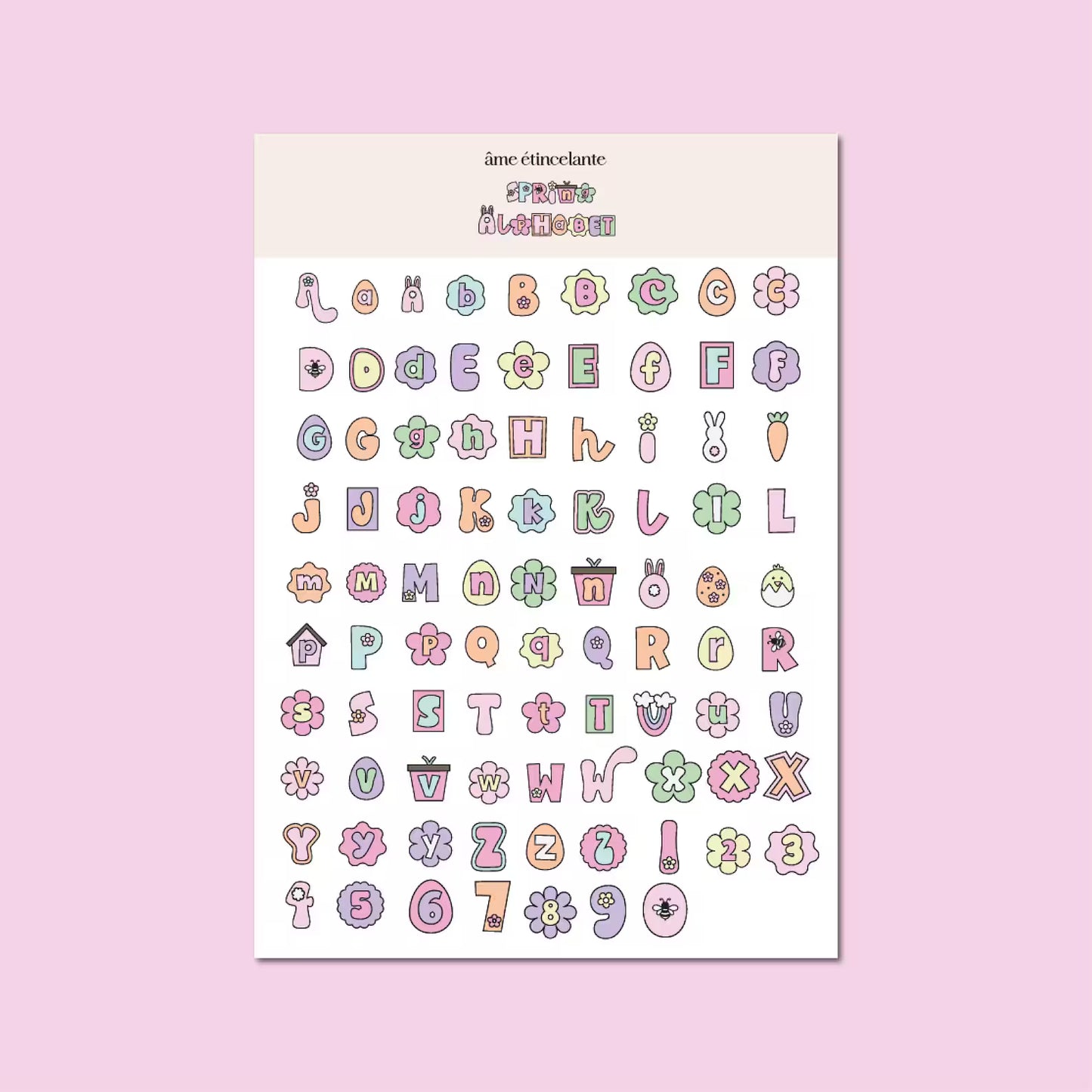 Planche de stickers - alphabet easter