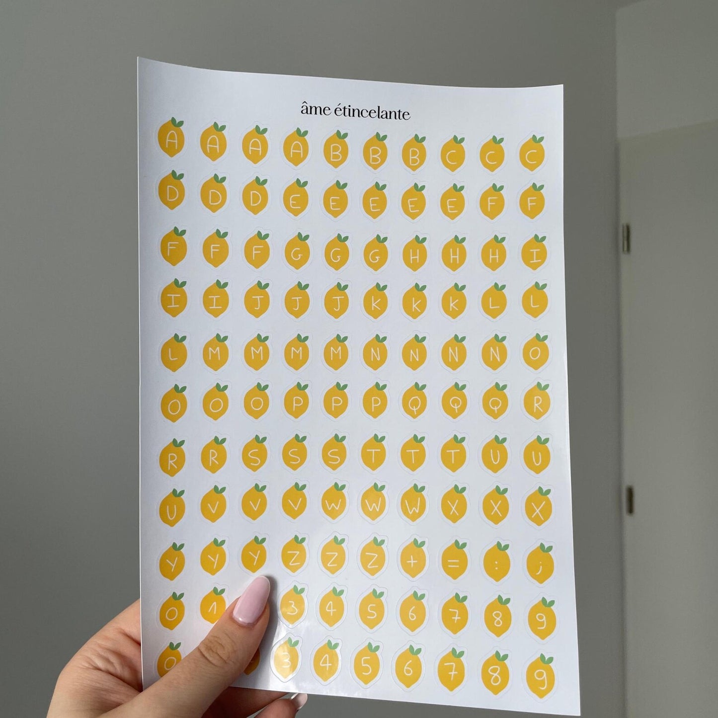 Planche de stickers - alphabet citron