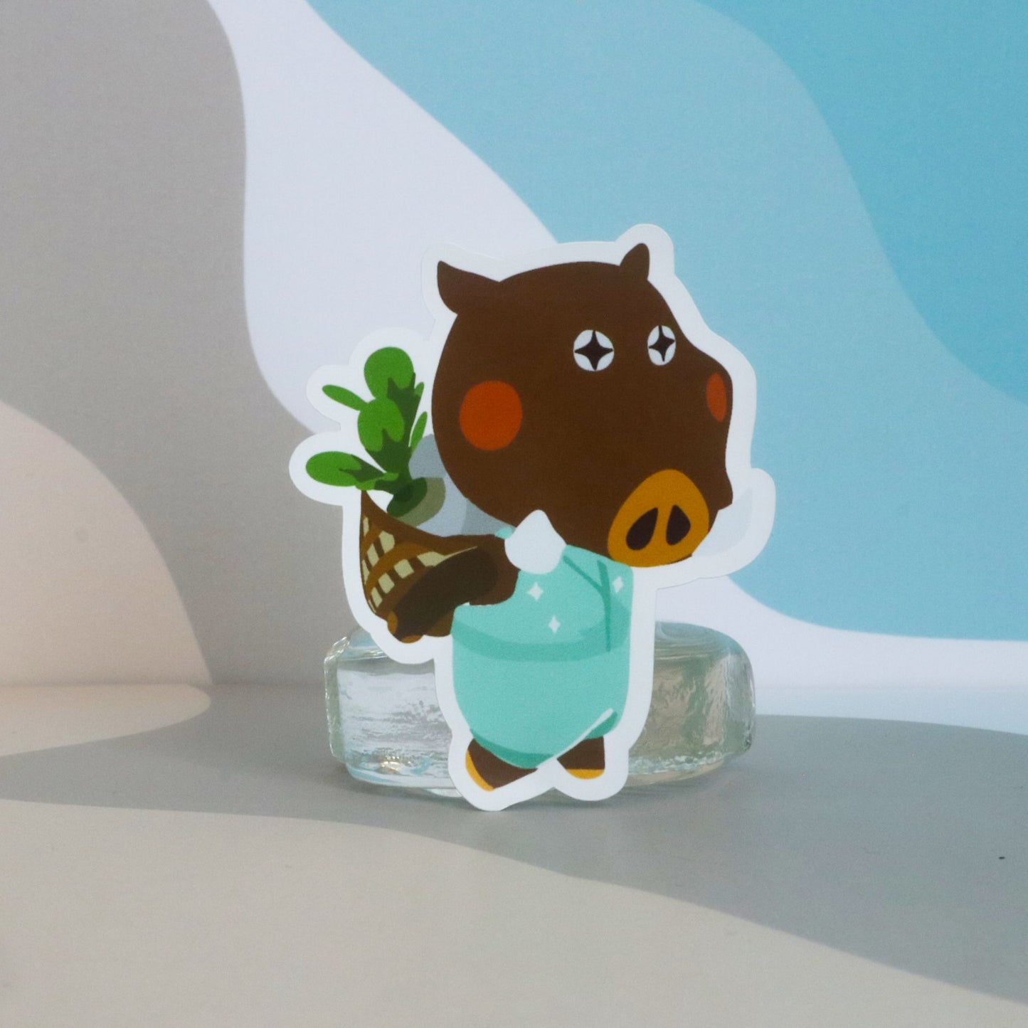 Sticker animal crossing - Porcella et ses navets