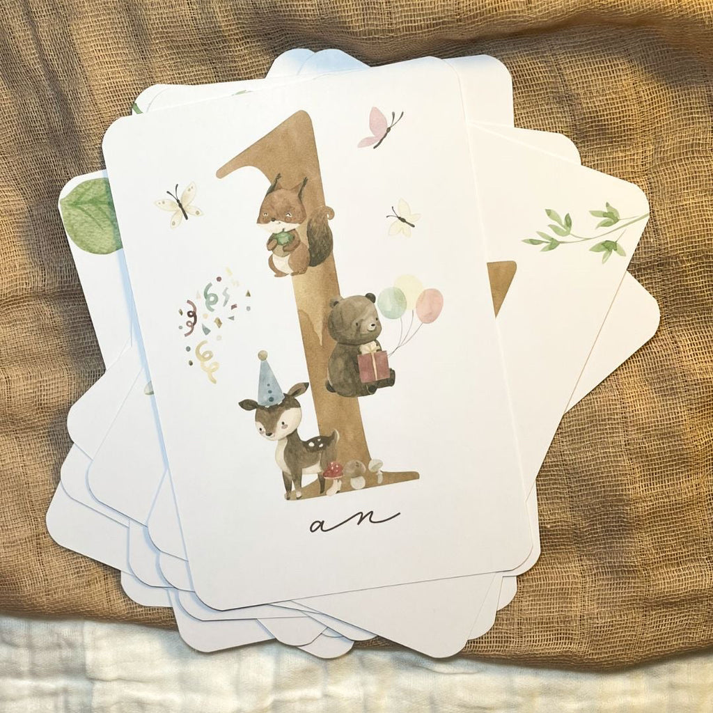 Baby Milestone Cards - First Year - Woodland
