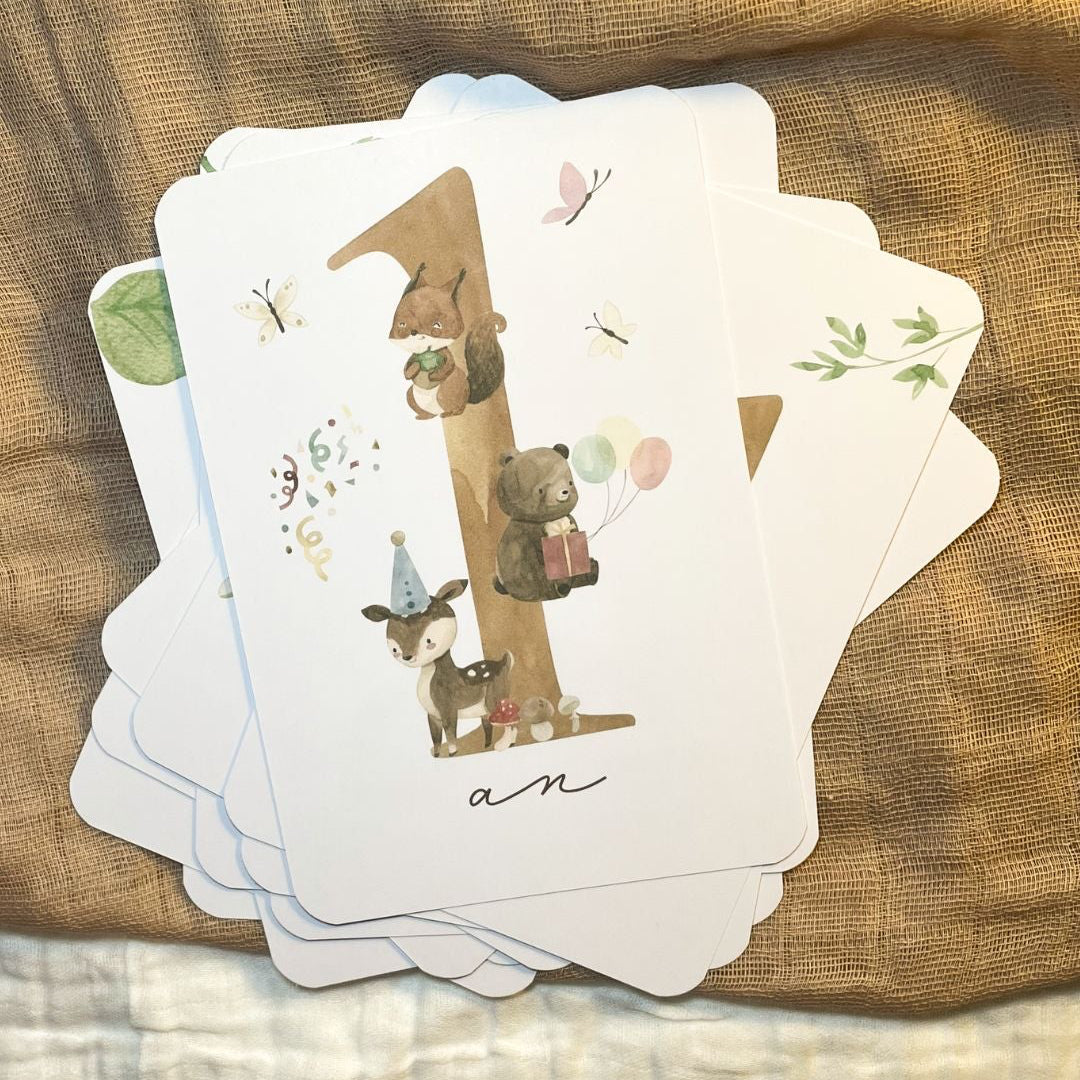Baby Milestone Cards - First Year - Woodland