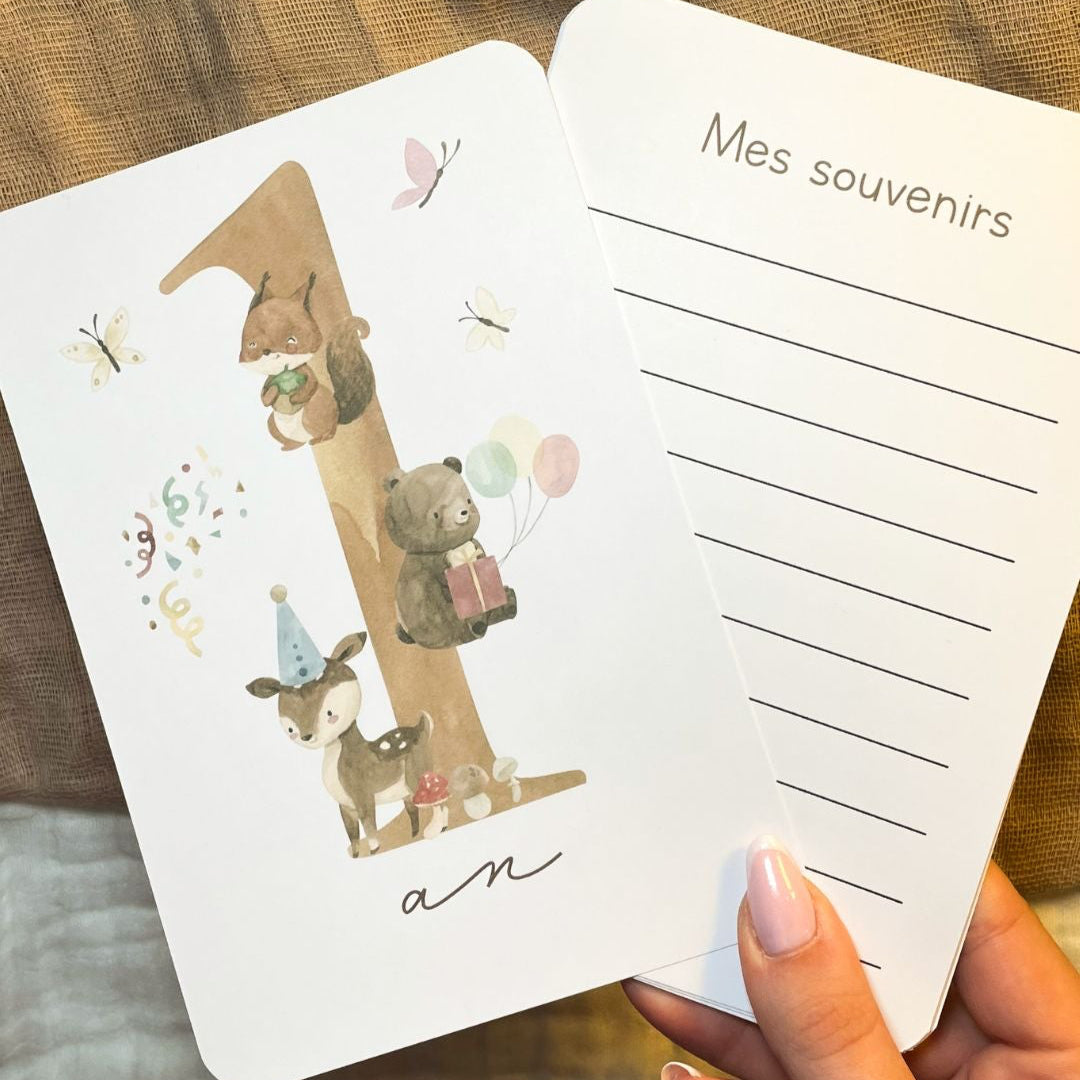 Cartes étapes bébé - Première année - Animaux de la forêt