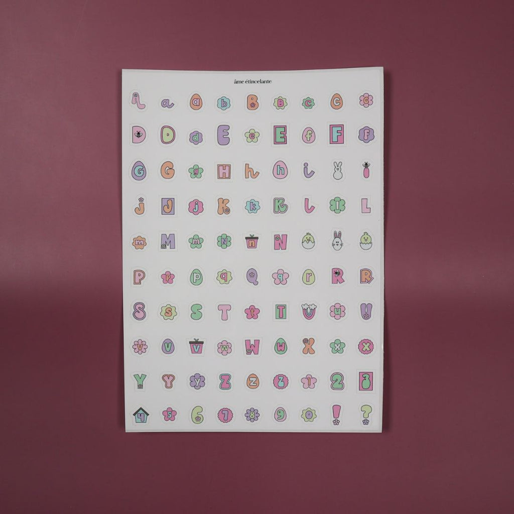 Planches de stickers - alphabet easter