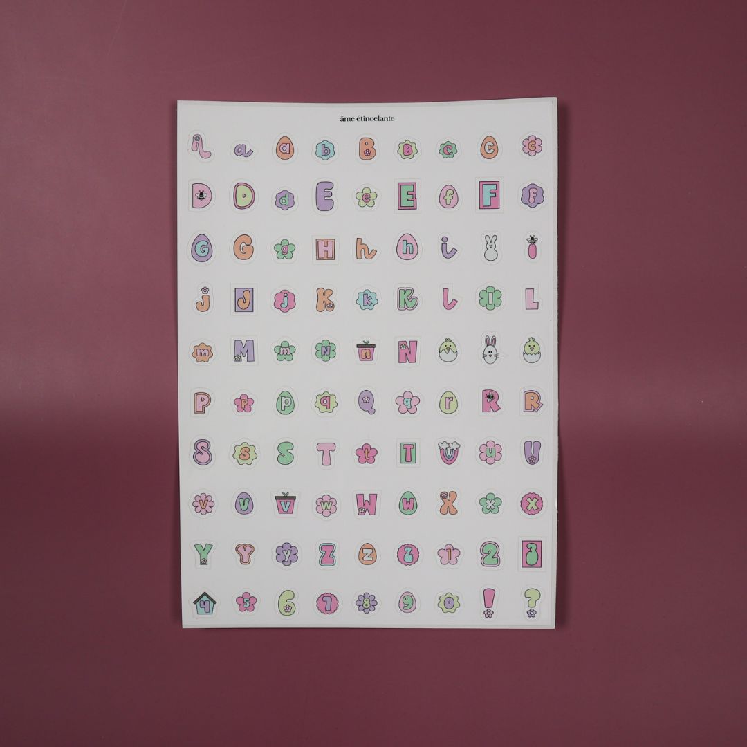 Planches de stickers - alphabet easter