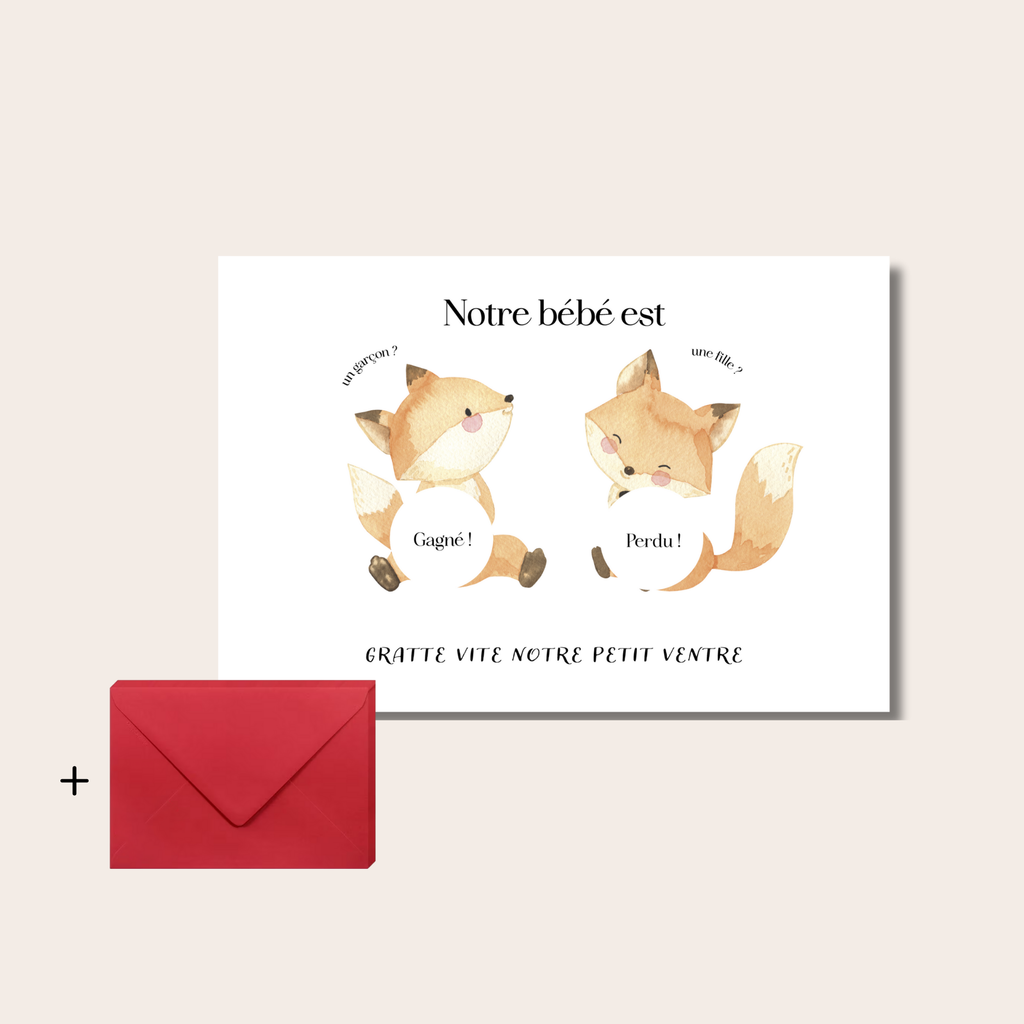 Gender reveal card - Fox 