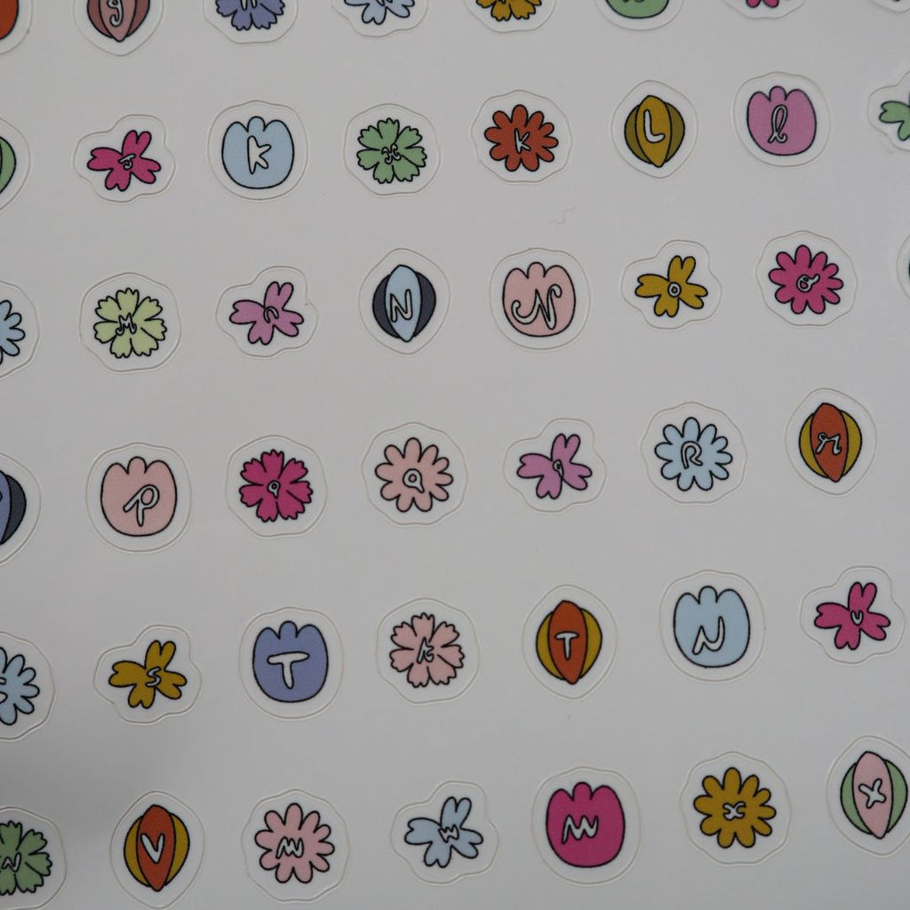 Planches de stickers - alphabet fleurs 🌸