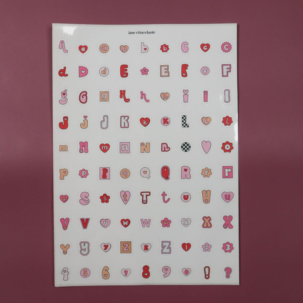 Planches de stickers - alphabet rétro love