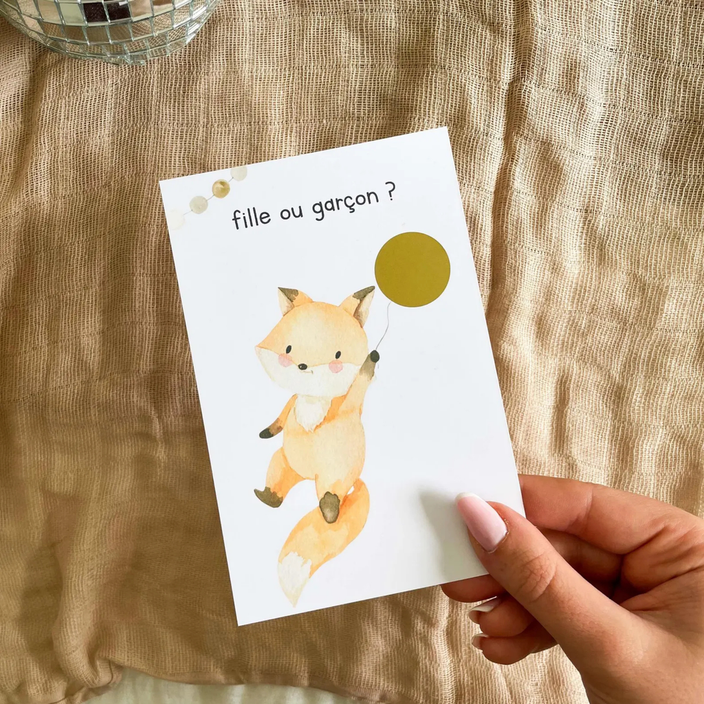 Gender reveal card - Fox &amp; Balloons