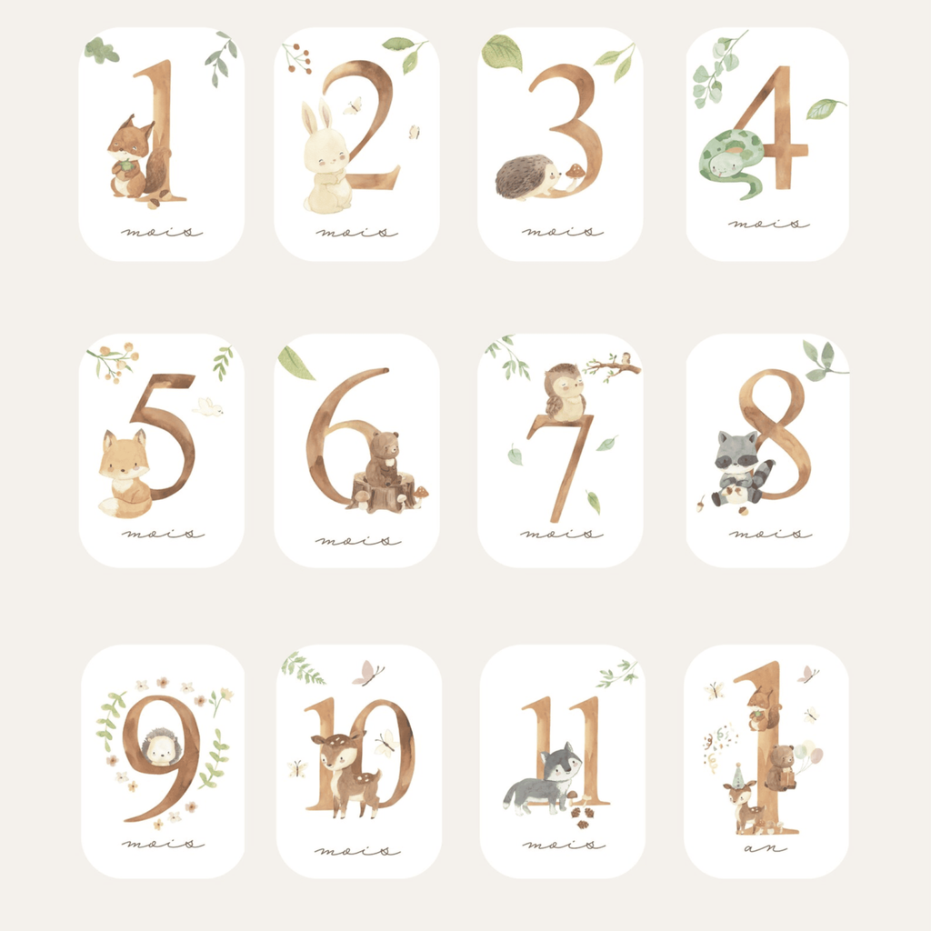 Baby Milestone Cards - First Year - Woodland