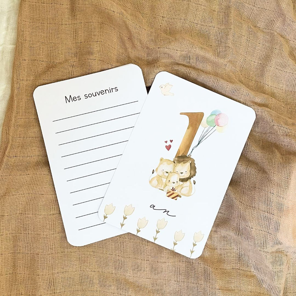 Baby milestone cards - First year - Tiger and Lion